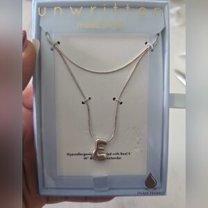 Unwritten Silver Letter E Name  Necklace Women New